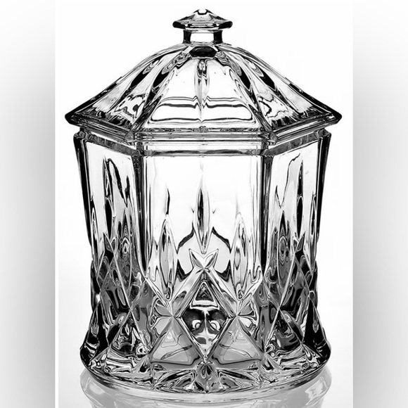 Vtg Discontinued Gorham Crystal Lady Anne Finial Lid Biscuit Barrel Cookie Jar - Picture 1 of 13